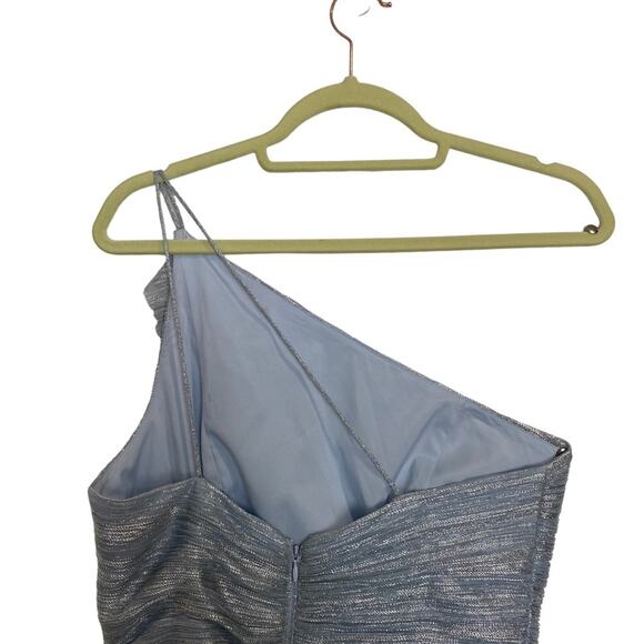Aidan Blue Silver One Shoulder Mini Cocktail Dress Sz 8 - Picture 8 of 13